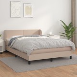 vidaXL Pat box spring cu saltea, cappuccino, 140x200cm piele ecologică 3127198