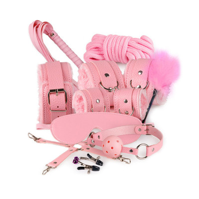 Set fetish BDSM 10 piese din piele si blana, cod produs bk-25 foto