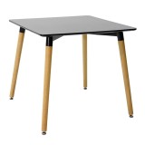 Cumpara ieftin Masa Natali MDF blat negru si picioare naturale 80x80x76 cm