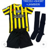 Echipament Fotbal Copii Benzema Al-Ittihad, Model Nou, 6-14 Ani: Tricou, Short, Jambiere - Poliester