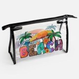 Portfard PVC Transparent cu Imprimeu Beach, 27x10x17 cm, CMCLASS