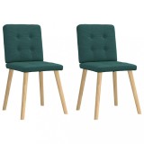vidaXL Scaune de bucătărie, 2 buc., verde &icirc;nchis, material textil