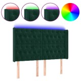 Cumpara ieftin Tablie de pat cu LED, verde inchis, 147x16x118/128 cm, catifea