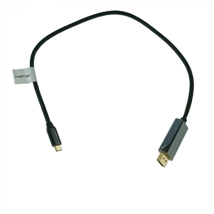 Cablu USB-C la DisplayPort, 0.5m, tata-tata, Lanberg 43679, HDR, DPCP 1.0, 4K-60Hz, negru
