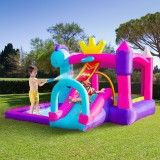 Outsunny Castelul Gonflabil 4 In 1 pentru Copii cu Tobogan, Piscina si Trambulina, Pompa si Tarusi incluso, varsta 3-8 ani, 3x2,7x2m