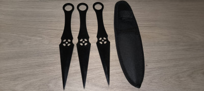 3 cutite pt. aruncat shuriken kunai + 1.000 bile otel 6 mm 0.75 grame foto