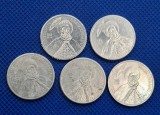 1000 lei 2000, 1000 lei 2001, 1000 lei 2002, 1000 lei 2003, 1000 lei 2004 , set total 5 monede aluminiu 1000 lei 2000-2004 la 38 lei