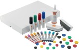 Kit accesorii NOBO Move &amp; Meet, pentru sistemul mobil, include 14 markere, 20 magneti, 2 bureti si spray de curatare 250 ml