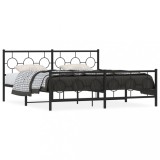Cumpara ieftin Cadru pat metalic cu tablii de cap/picioare, negru, 183x213 cm