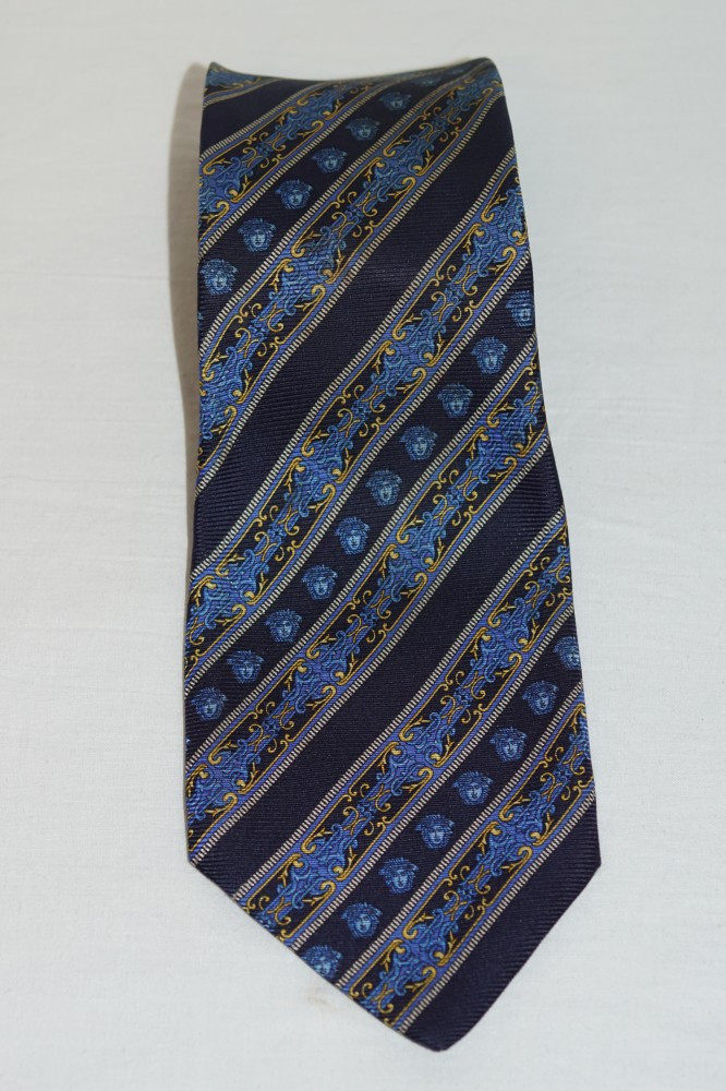 Cravata Gianni Versace din matase, Albastru, Dungi | Okazii.ro
