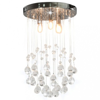 Lustră cu mărgele de cristal, argintiu, sferă, 3 x bec G9 foto