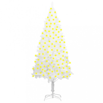Brad de Crăciun artficial cu LED-uri, alb, 210 cm foto