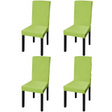 Huse de scaun elastice drepte, 4 buc., verde GartenMobel Dekor, vidaXL