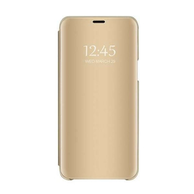 Husa Samsung Galaxy A7 2018 Flip Cover Oglinda Auriu foto