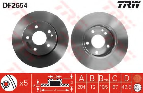 Disc frana MERCEDES C-CLASS (W202) (1993 - 2000) TRW DF2654