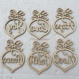 Set de 6 decoratiuni de Craciun, pandantive din lemn