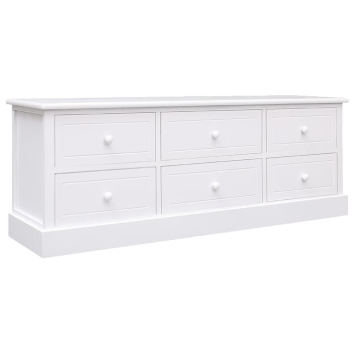 Comodă TV, alb, 108x30x40 cm, lemn masiv de paulownia