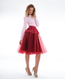 Fusta din tulle midi bordo, 34, 36, 38, 40, 42, 44, Grena