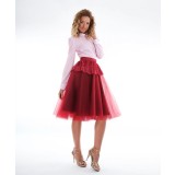 Fusta din tulle midi bordo
