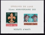 Cumpara ieftin ✅( C32 )1962 Haiti " Cercetasii Haitieni - aniversarea a 22 de ani " , block 25 in proof DE LUXE ( + text , mai mare decat colita simpla ) , MNH