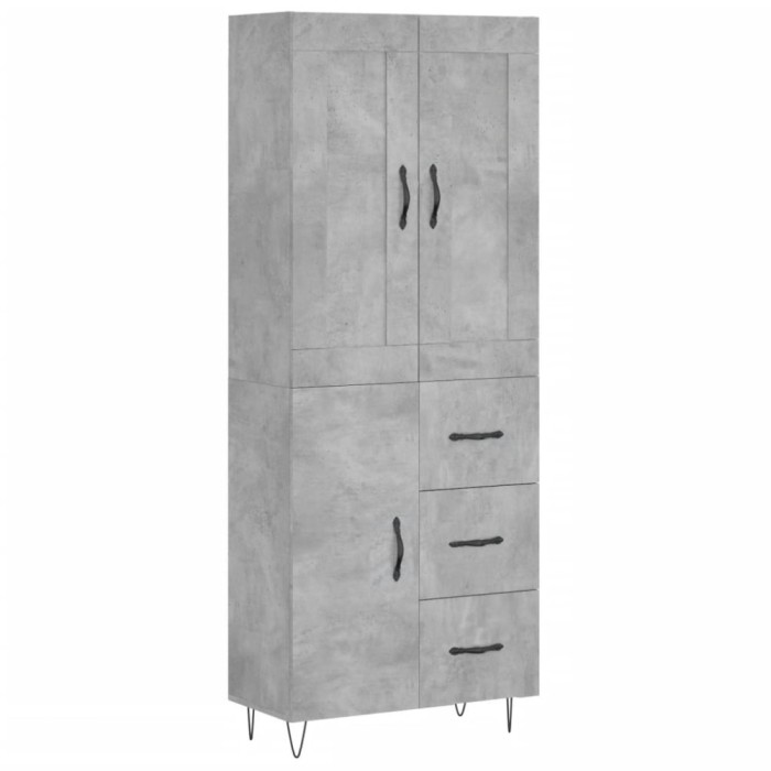 Dulap inalt, gri beton, 69,5x34x180, lemn compozit