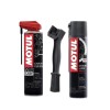Kit intretinere Motul C1 Chain Clean 0.4L + Perie curatat lant + Motul C2+ Chain Lube Road Plus 0.4L