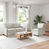 vidaXL Set de canapea 2 pcs Crem Catifea 3417074