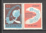 Romania.1961 Posta aeriana:Ziua marcii postale-cu vigneta XR.421, Nestampilat