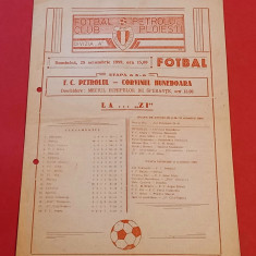 Program meci fotbal PETROLUL PLOIESTI-CORVINUL HUNEDOARA (29.10.1989)