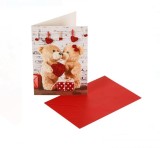 Set Felicitare de Dragoste Teddy Bears Inimi Glitter cu Plic, 13x19 cm, Rosu