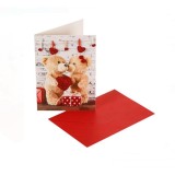 Set Felicitare de Dragoste Teddy Bears Inimi Glitter cu Plic, 13x19 cm, Rosu