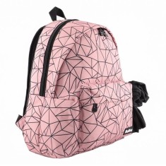 Ghiozdan Roz Forme Negre &amp; Bandana - My Way (Spate Intarit) 2 Compartimente