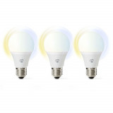 Bec LED Smart WiFi, E27, 9W, 800 lm, 2700-6500K, set 3 bucati