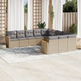 Gossi set canapele de gradina, 11 piese, cu perne, bej, poliratan