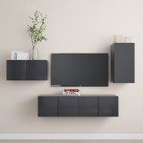 Cumpara ieftin Set dulapuri TV, 4 piese, gri, lemn prelucrat