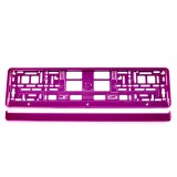 Suport numar inmatriculare roz metalizat AMiO, pentru montaj placuta de inmatriculare auto, montare usoara cu bara cu clips, fara gaurire