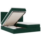 Cumpara ieftin Cadru de pat otoman cu saltele Verde inchis 160x200cm catifea