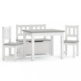 Cumpara ieftin Set masa&amp;scaune pentru copii, 4 piese, alb si gri, MDF
