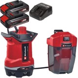 Einhell GE-DP 18/25 Li PXC + Twinpack CB + 4514095 - Pompa de apa murdara 5 m 7500 l/h carcasa plastic + Set 2 acumulatori si incarcator Li-Ion 18 V 2