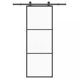 Ușă glisantă cu set feronerie, 76x205 cm, sticlă ESG/aluminiu
