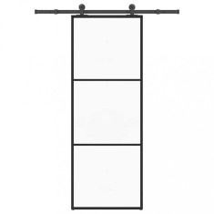 Ușă glisantă cu set feronerie, 76x205 cm, sticlă ESG/aluminiu foto