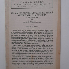 1933, Iorga despre D.A. Sturza, extras Academia Romana, comemorare, istorie
