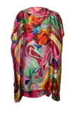 Rochie tip poncho T dama, Dacali, ciclam/portocaliu, One size