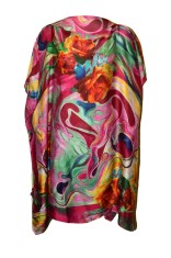 Rochie tip poncho T dama, Dacali, ciclam/portocaliu