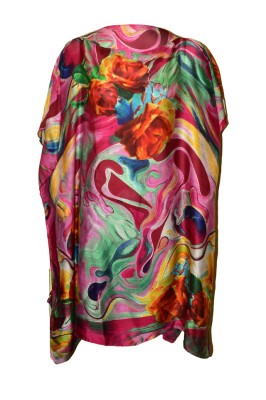 Rochie tip poncho T dama, Dacali, ciclam/portocaliu foto