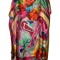 Rochie tip poncho T dama, Dacali, ciclam/portocaliu
