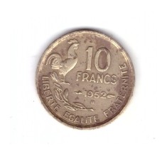 Moneda Franta 10 francs/franci 1952 B, stare buna, curata, cu pete de culoare