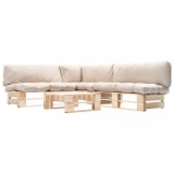 vidaXL Set mobilier grădină paleți cu perne nisipii, 4 piese, lemn 277487