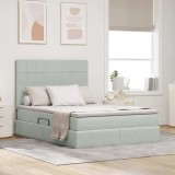 vidaXL Pat cu lumini cu bandă LED Gri deschis 140 x 200 cm Catifea 3372669