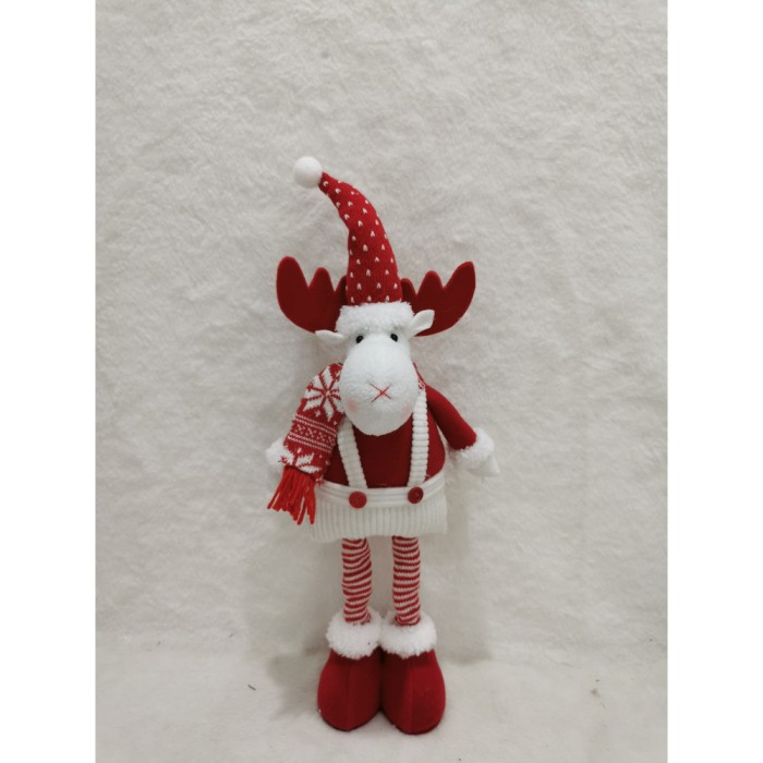 Figurina Craciun, Flippy, Ren, Picioare Telescopice, Inaltime Reglabila 44-54cm, Rosu